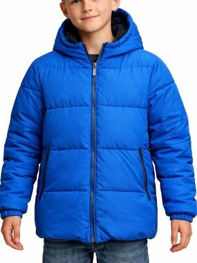 Zeroxposure Youth XXL 18/20 Blue Hooded Puffer Jacket Fleece Lined Winter Coat